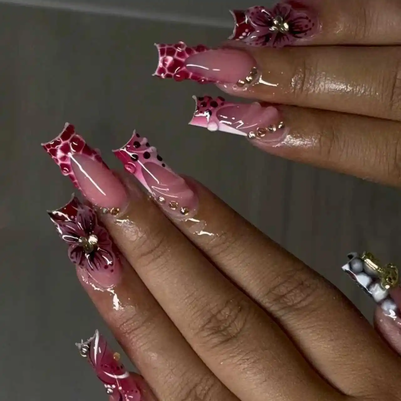 3D Printing Abs - 24pcs Pink Leopard Print Press on