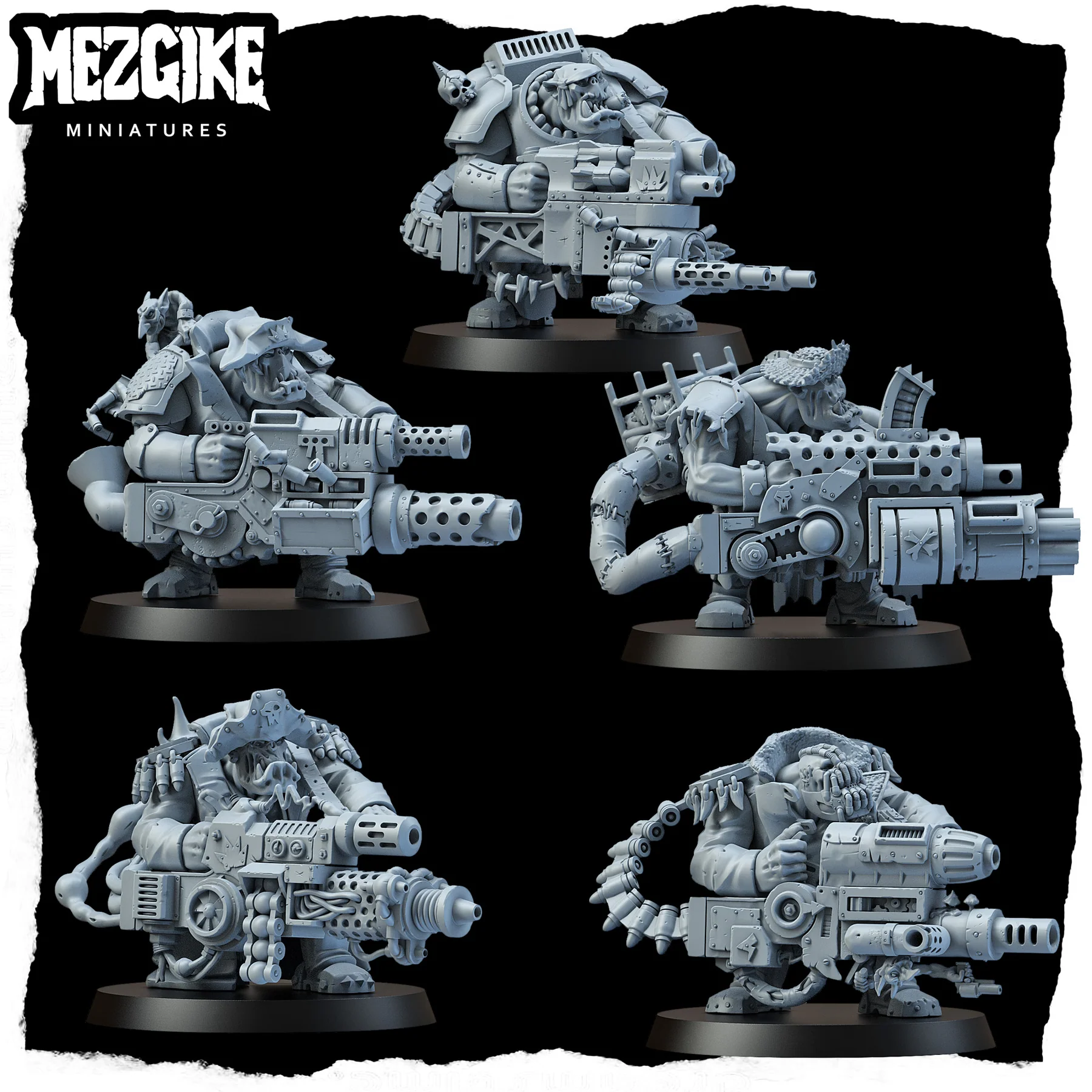 3D Printing Figure - Orc Bots Gunners Miniature, Green Skin