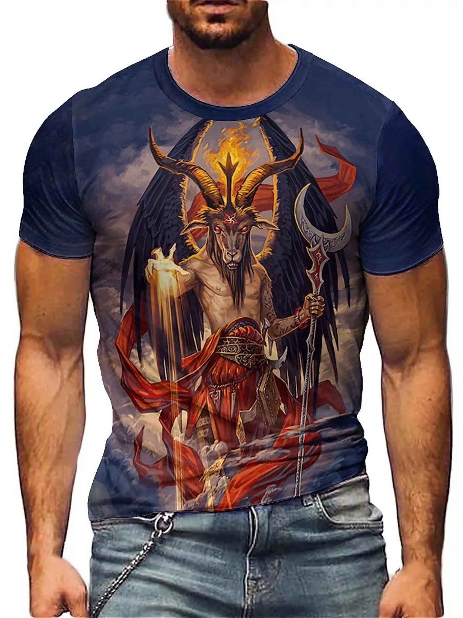 3D Printing Design Free - Men's 3D Demon Print T-Shirt |