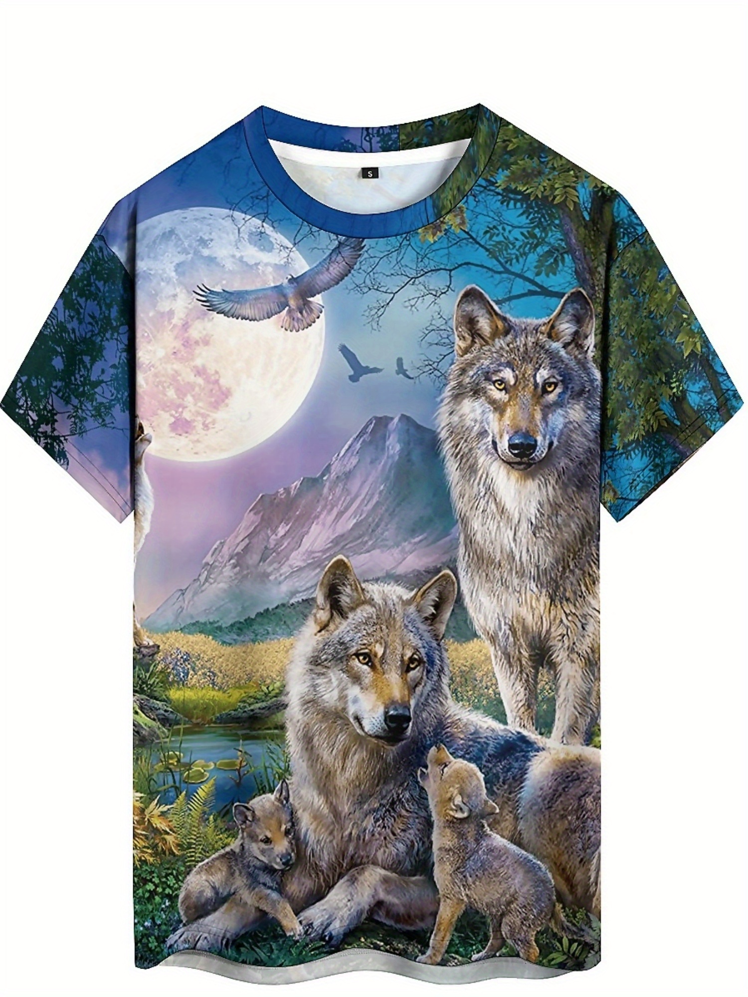 3D Wolf Pack Print T-Shirt - S - مراجعة 3D Printing Design Free وسعره