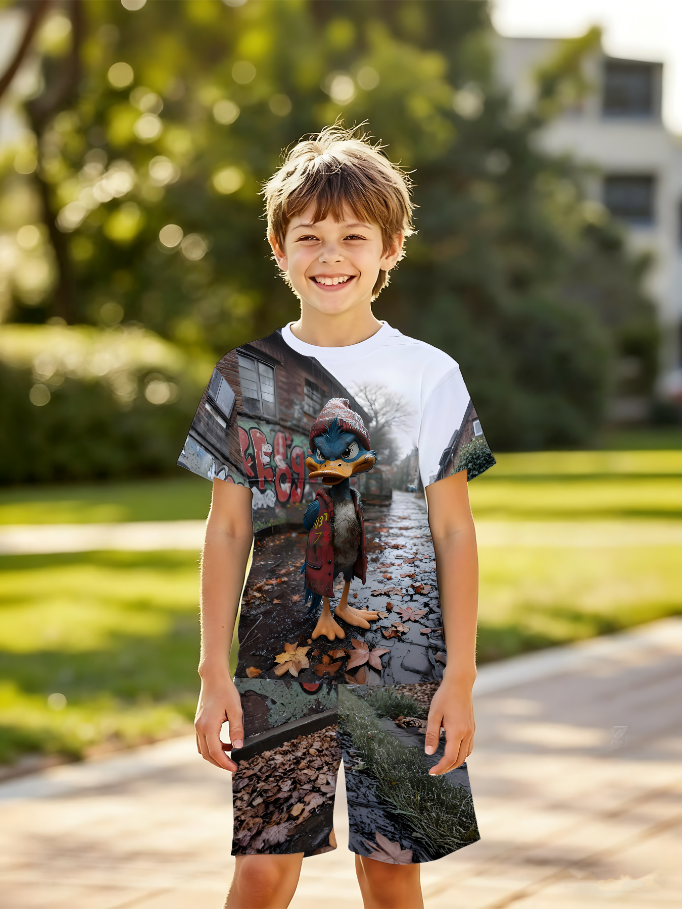 Boys' 3D short-sleeve set, ins - مراجعة 3D Printing Viral وسعره