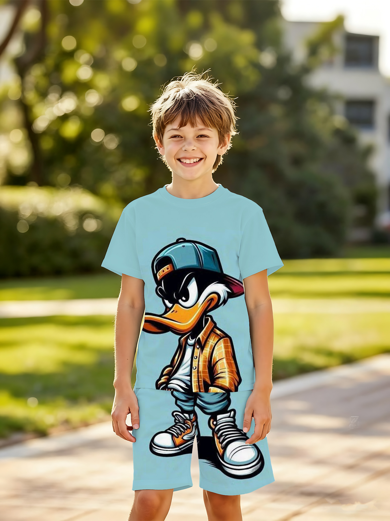 Boys' 3D short-sleeve set, ins - مراجعة 3D Printing Viral وسعره