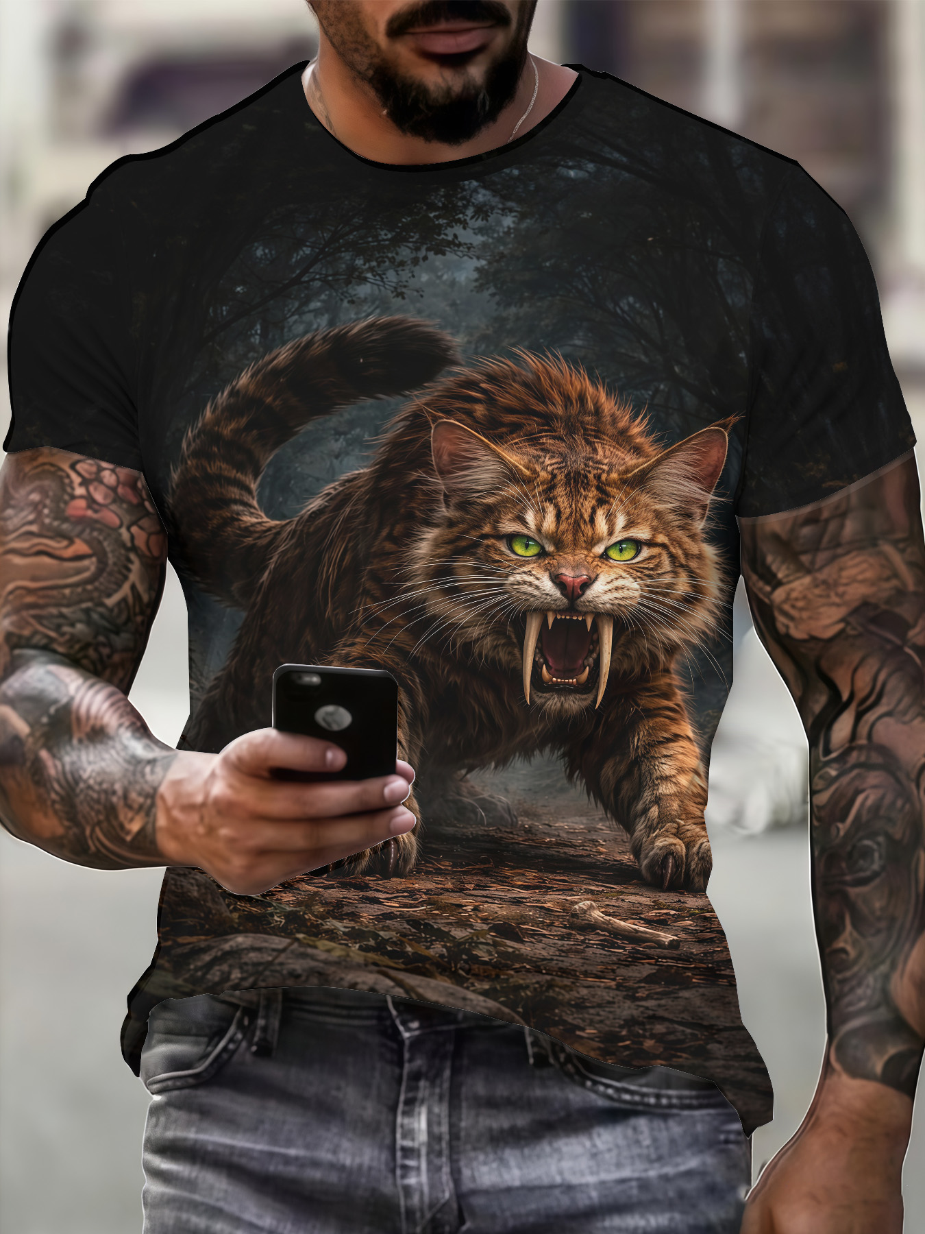 Men's Summer New Style O-neck  - مراجعة 3D Printing Tooth وسعره