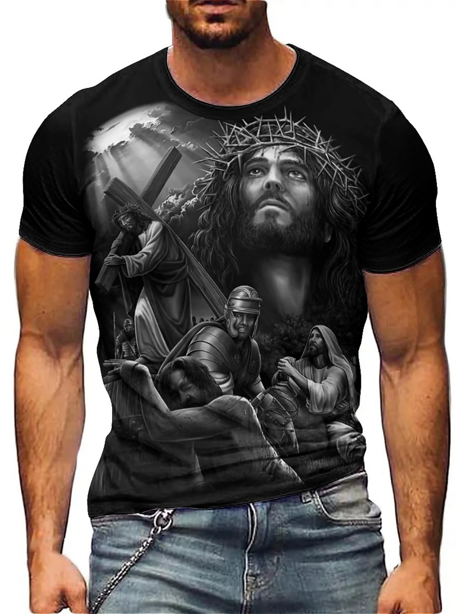Men'S Plus Size Jesus 3D Print - مراجعة 3D Printing Design Free وسعره