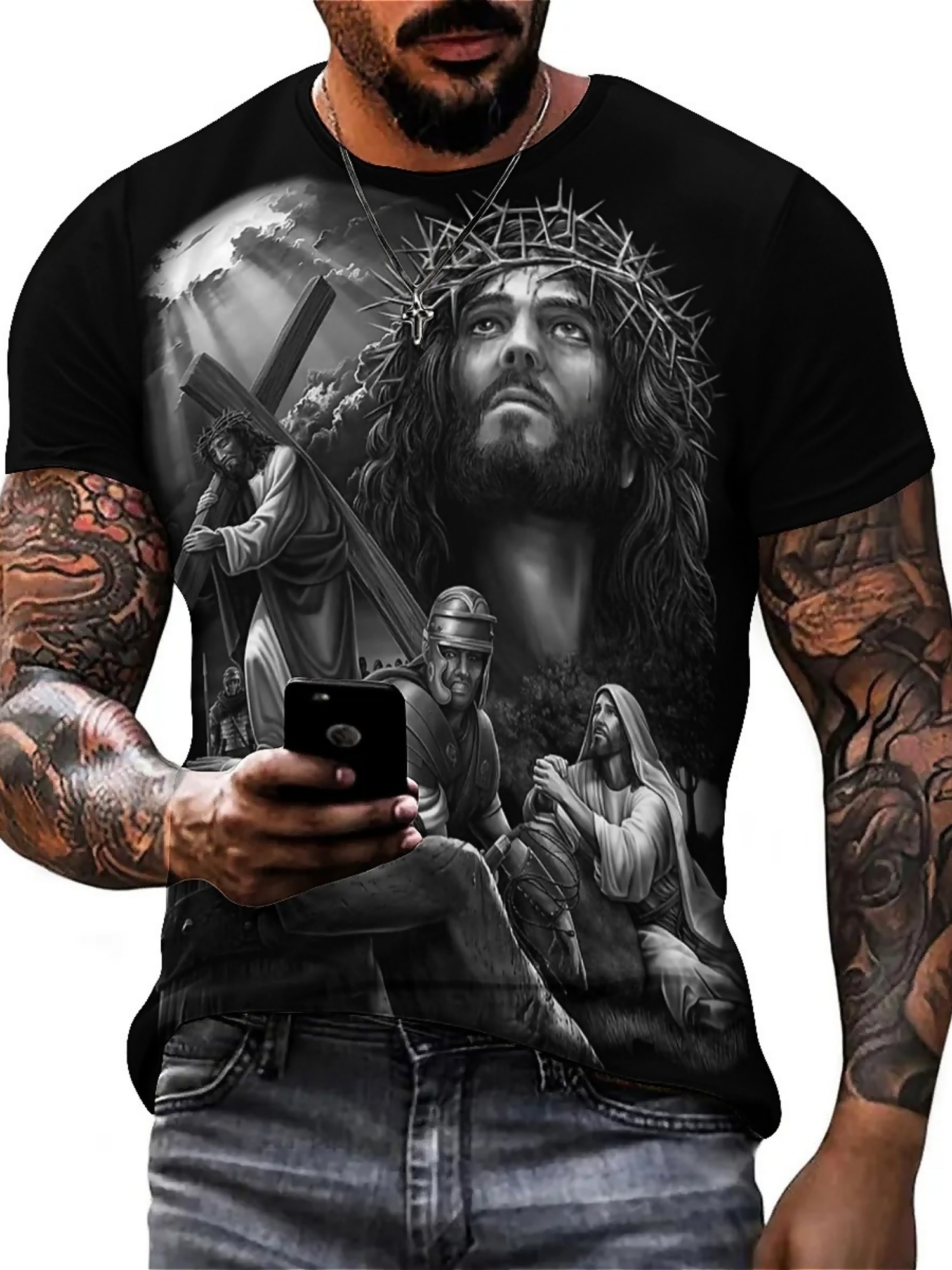 Men'S Plus Size Jesus 3D Print - مراجعة 3D Printing Design Free وسعره