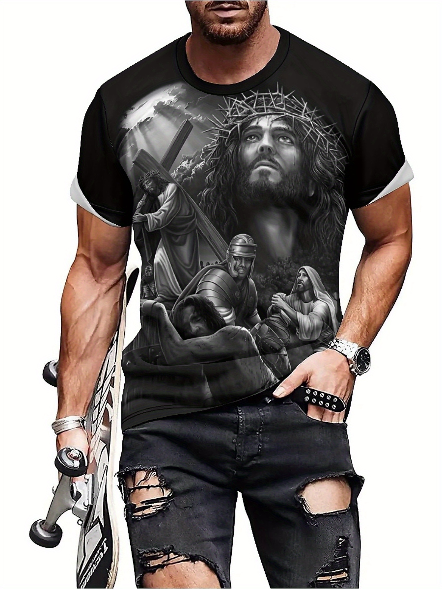 Men'S Plus Size Jesus 3D Print - مراجعة 3D Printing Design Free وسعره