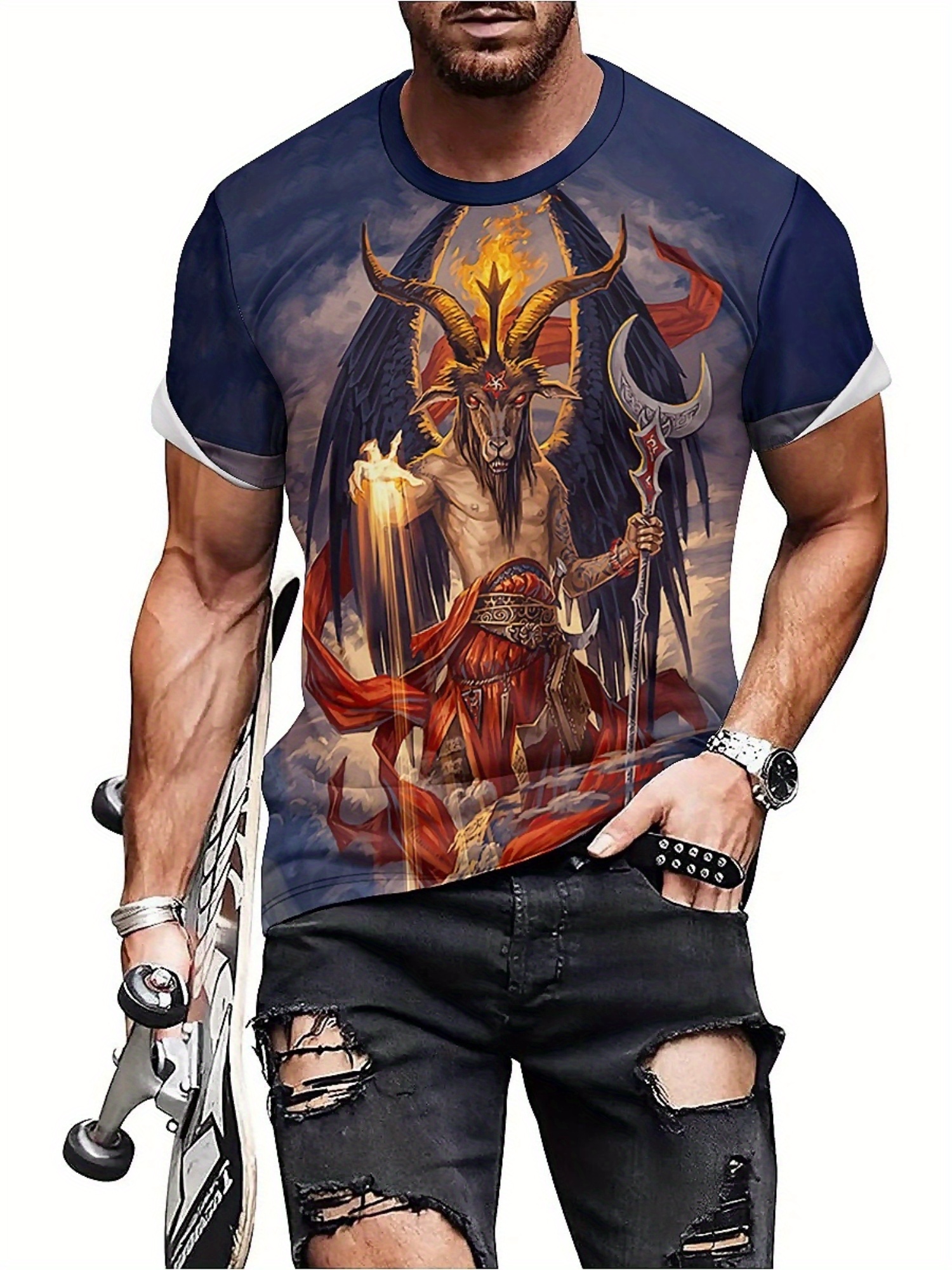 Men's 3D Demon Print T-Shirt | - مراجعة 3D Printing Design Free وسعره